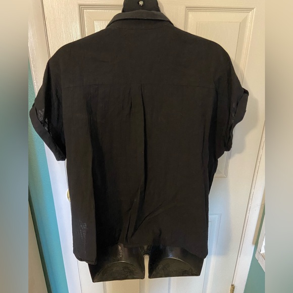 EUC City Chic black viscose linen look button up tie front beachy top Sz 18/M - Picture 4 of 5